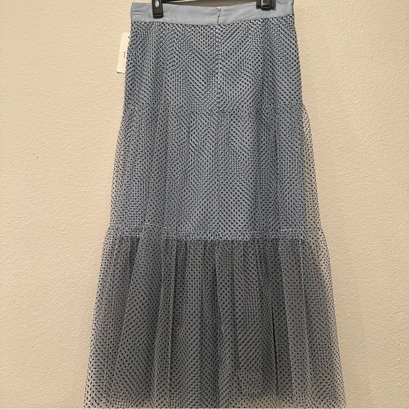 Akris Punto Layered Pin-Dot Tulle Tiered Maxi Skirt - Size 10 - Picture 7 of 10